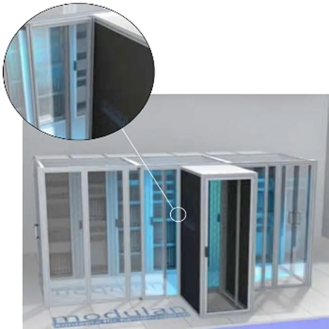 Detailed photo of server containment solution