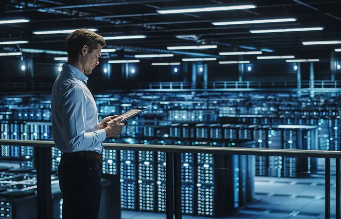 STULZ cooling maintenance technician in a data centre